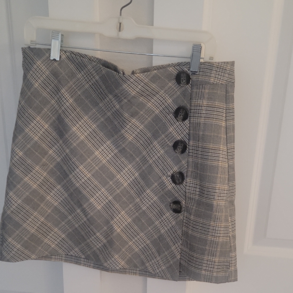Anti Blue- Blue Plaid Mini Skirt with Buttons